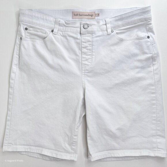 Soft Surroundings Ultimate Denim Pull-On White Slimming Shorts Size L - NWOT - Picture 2 of 11